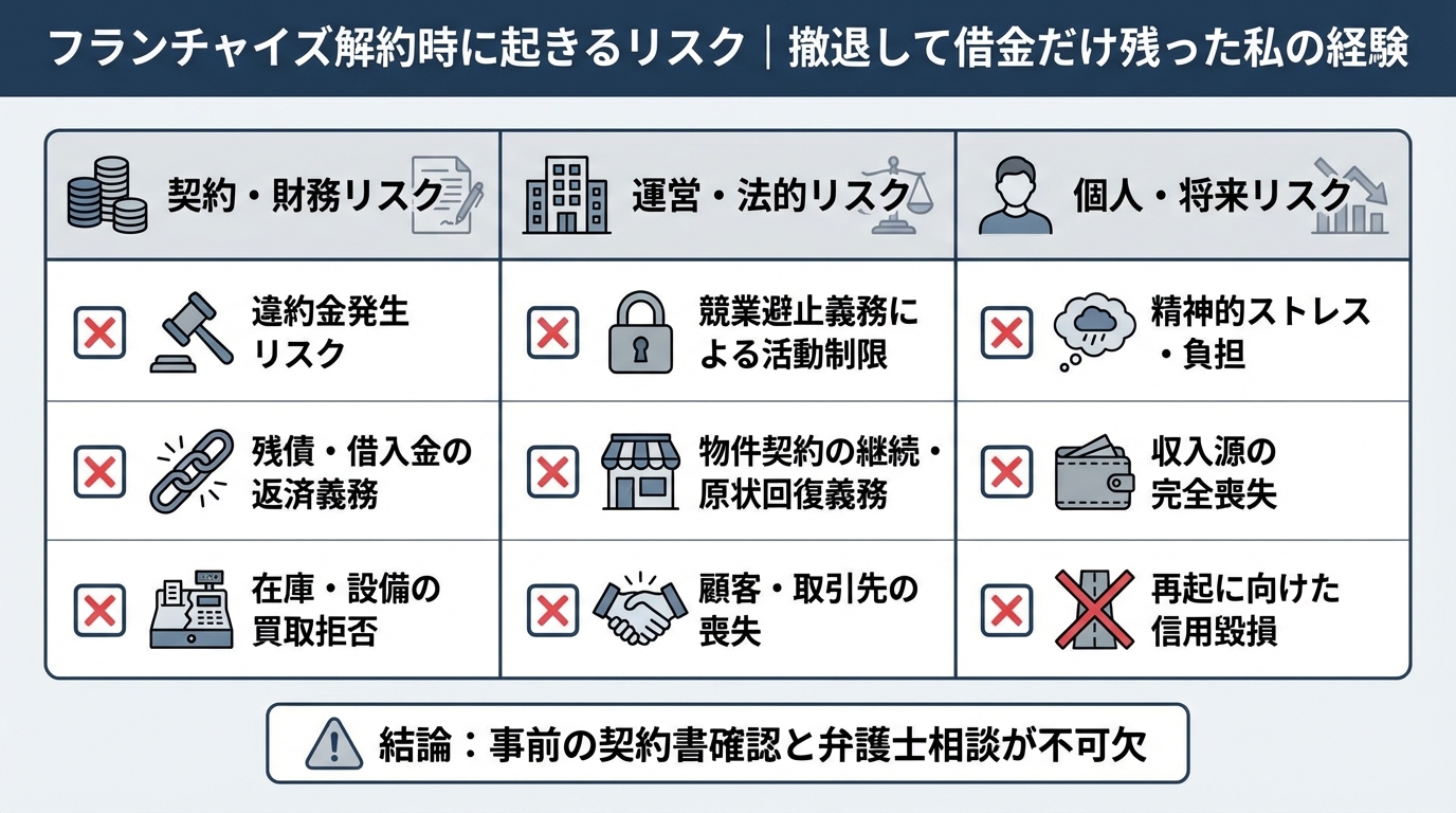 フランチャイズ契約書の注意点と解約リスク|加盟前に必ず確認すべき落とし穴に関する図解2