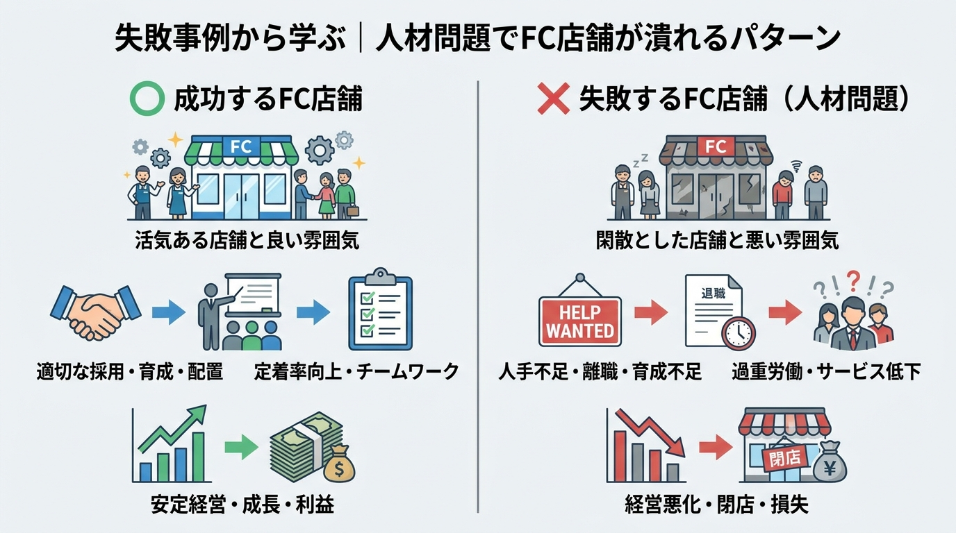 失敗事例から学ぶ｜人材問題でFC店舗が潰れるパターン