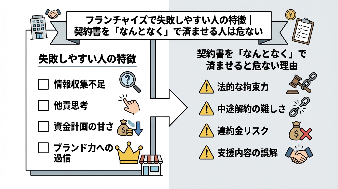 フランチャイズはやめたほうがいい人の特徴7選｜加盟前に自分に当てはまるか確認してに関する図解2