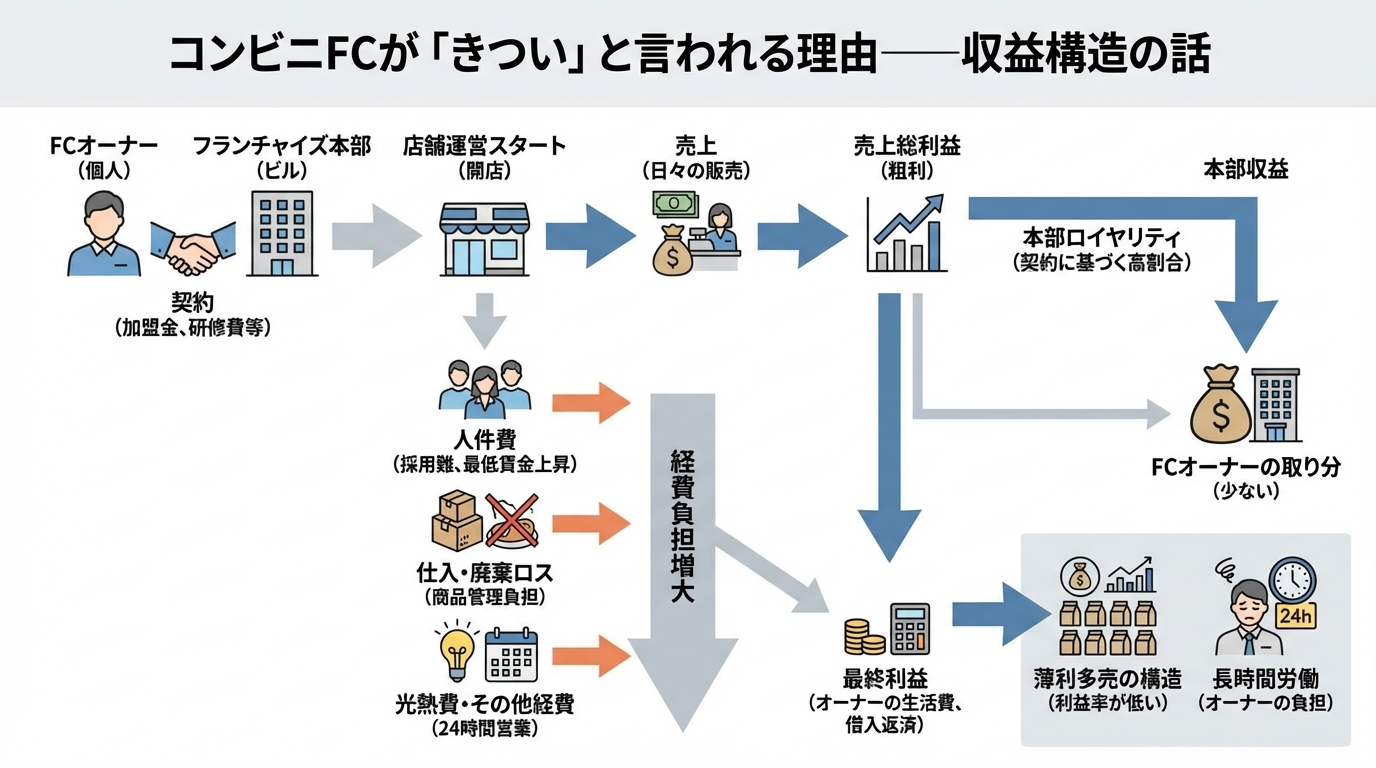 コンビニフランチャイズがきついのはリアル——5ブランド加盟した私が語る現場の真実のアイキャッチ画像