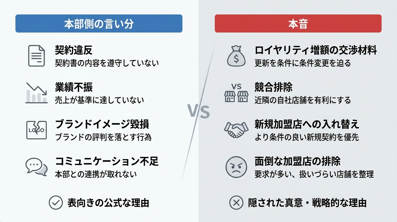 更新拒否される主な理由——本部側の言い分と本音
