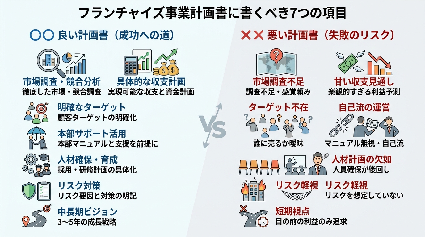 フランチャイズ事業計画書に書くべき7つの項目