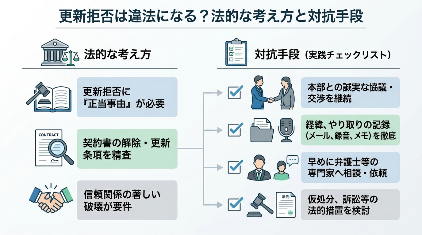 更新拒否は違法になる？法的な考え方と対抗手段