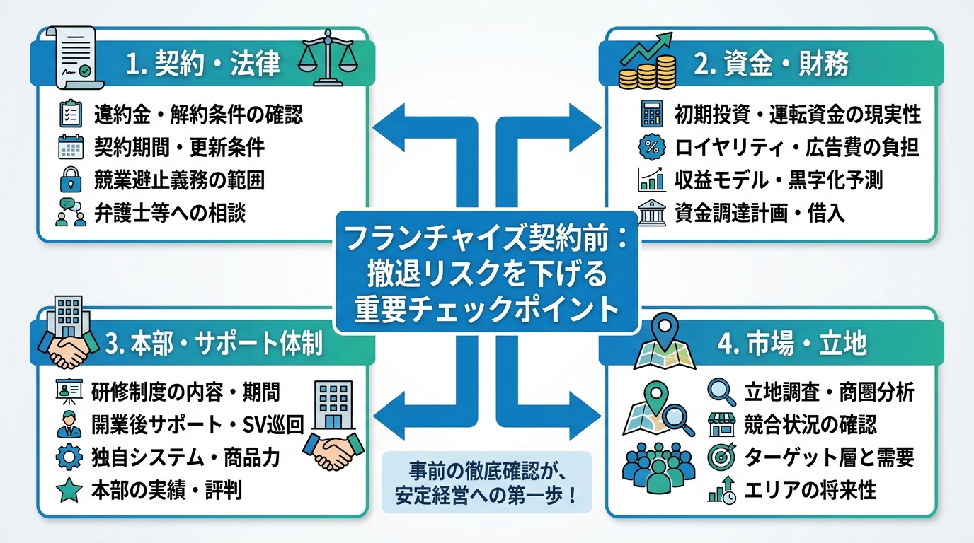 撤退リスクを下げるために契約前に確認すべきこと