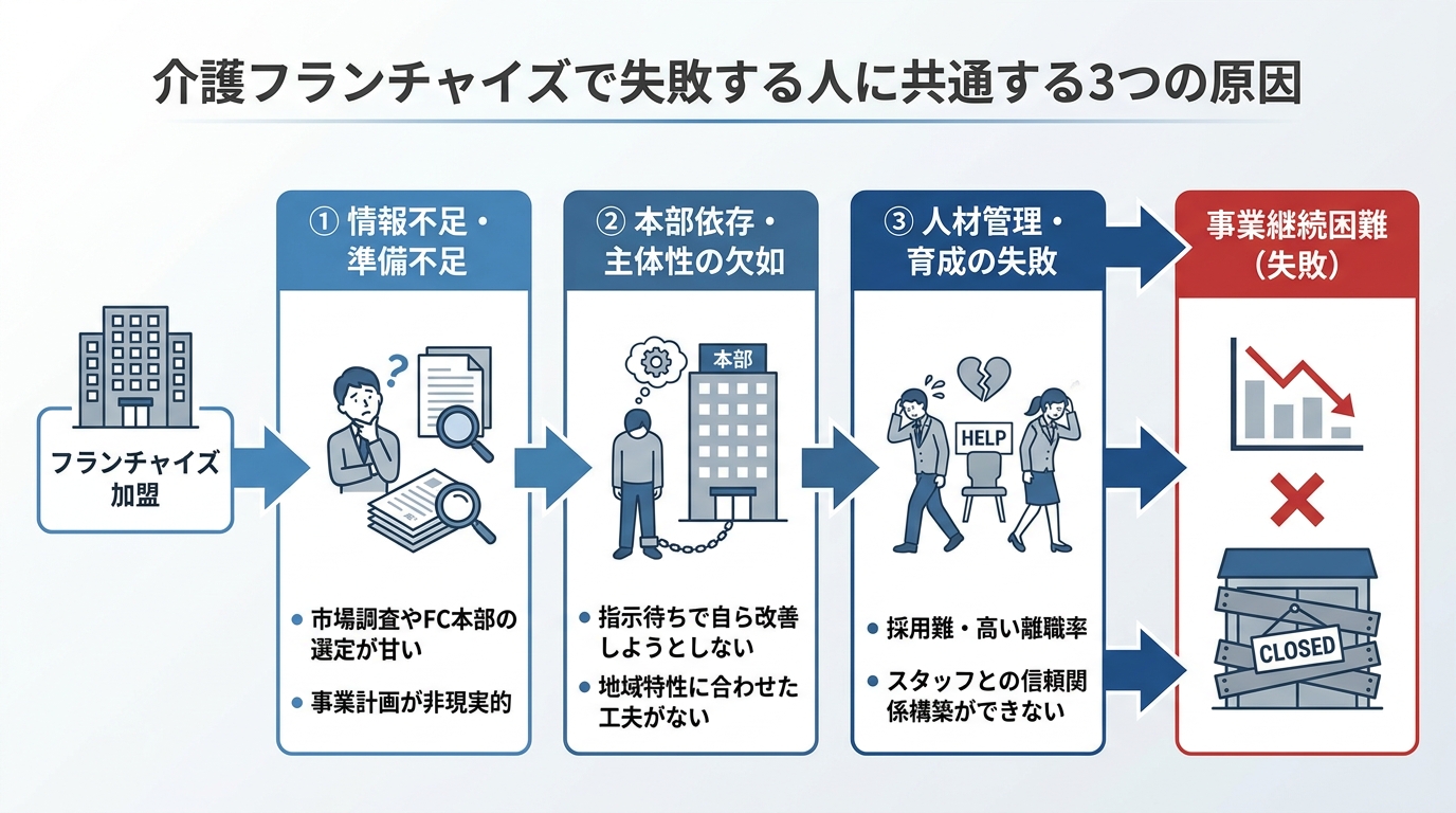 介護フランチャイズで失敗する人に共通する3つの原因
