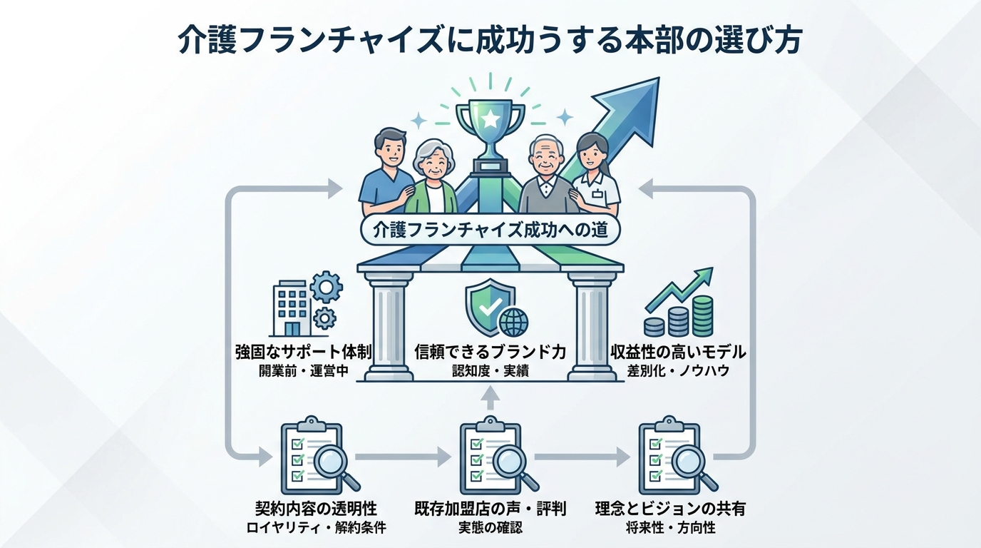 介護フランチャイズで成功に近づける本部の選び方