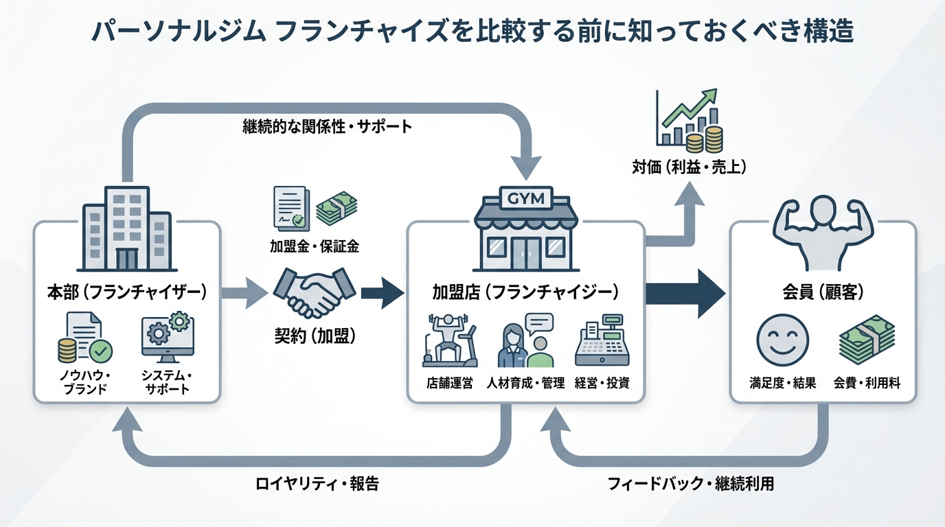 パーソナルジム フランチャイズを比較する前に知っておくべきロイヤリティと本部支援の構造