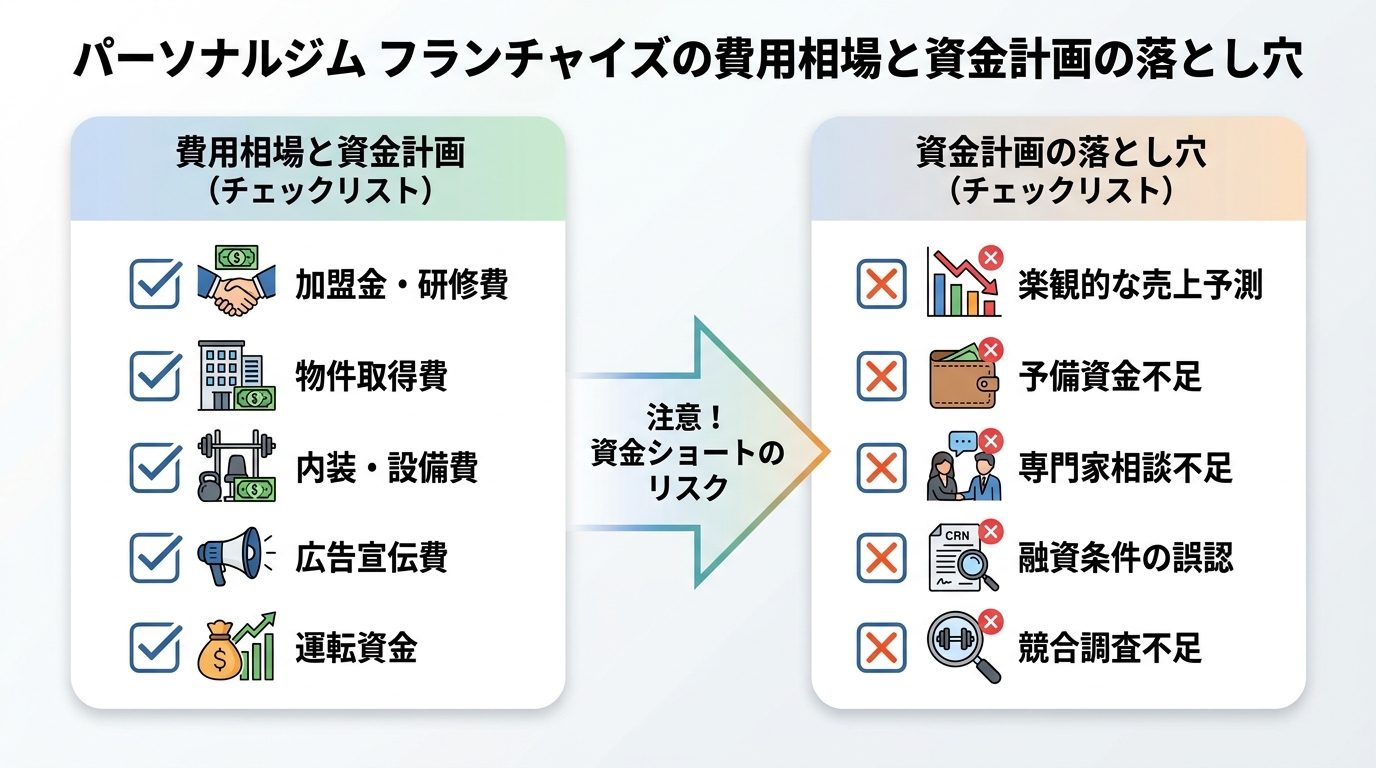 パーソナルジム フランチャイズの費用相場と資金計画の落とし穴