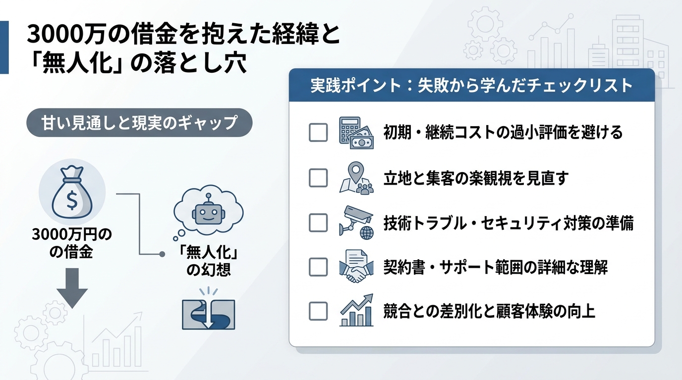 私が3,000万の借金を抱えた経緯と「無人化」の落とし穴