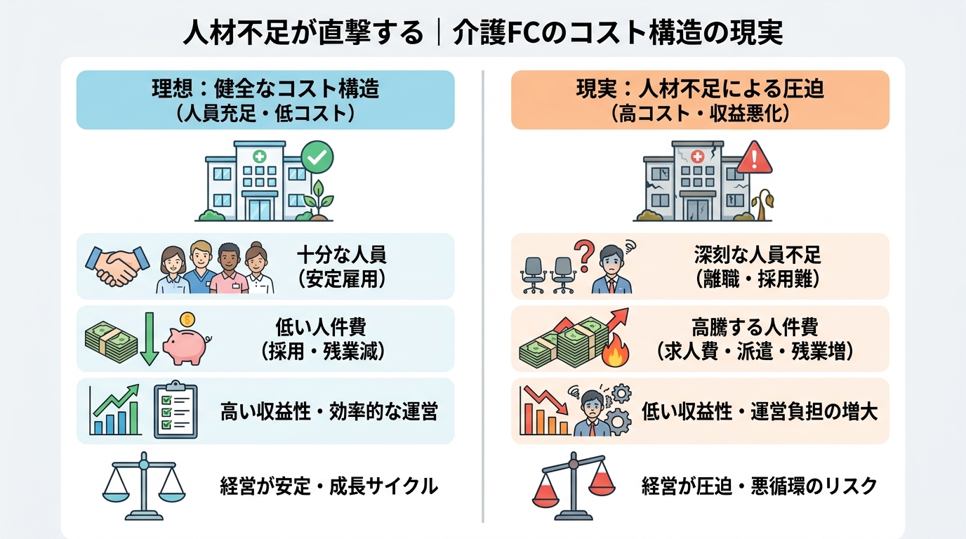 人材不足が直撃する｜介護FCのコスト構造の現実