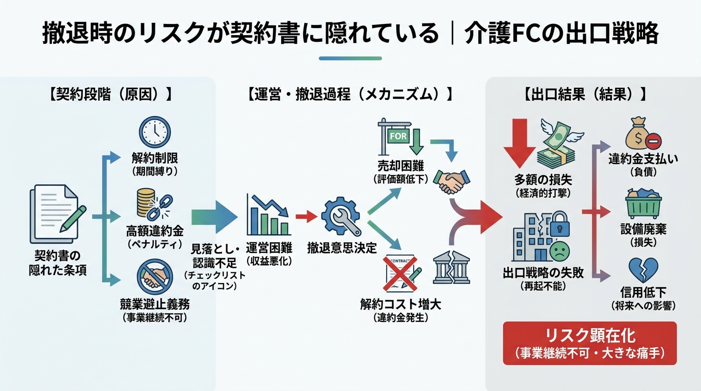 撤退時のリスクが契約書に隠れている｜介護FCの出口戦略