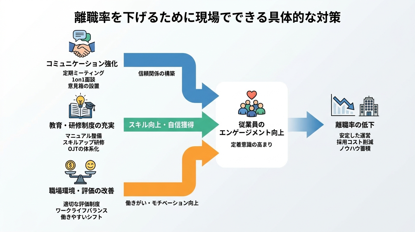 離職率を下げるために現場でできる具体的な対策