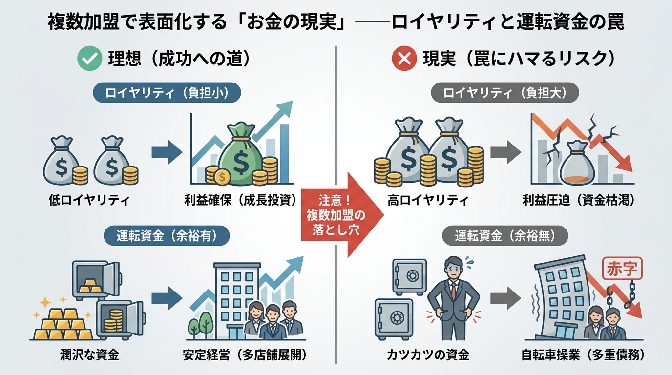 複数加盟で表面化する「お金の現実」——ロイヤリティと運転資金の罠
